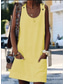 billige Tanks og camisole til kvinner-Kvinners Camisole Tank Top T-skjorte Kjole Vest Gatebruk Uformell Lomme Uten Ermer Lange Topper U-Hals Daglig Helg Svart Hvit Gul Vin Blå