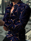 billiga Skjortor med tryck för män-Herr Skjorta Grafisk skjorta Geometri Krage Svart Vit Rodnande Rosa Orange Grön Utomhus Ledigt Långärmad 3D-utskrift Button-Down Kläder Mode Designer Ledigt Bekväm