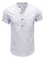 preiswerte V - Ausschnitt-Herrenhemd T-Shirt Ärmeltasche Stehkragen dünn sommer grün weiß schwarz khaki königsblau