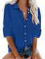 voordelige Damesblouses-damesblouse overhemd effen overhemdkraag met lange mouwen zakelijk basic elegante top