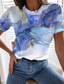 billiga T-shirt-Dam T-shirt Designer 3D-tryck Grafisk Design Kortärmad Rund hals Ledigt Mönster Kläder Kläder Designer Grundläggande Grön Blå Rodnande Rosa