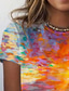 levne Dámská trička-Dámské Tričko Designové 3D tisk Květinový Grafika Scéna Design Krátký rukáv Kulatý Denní Tisk Oblečení Oblečení Designové Základní Vinobraní Oranžová