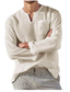 levne pánské neformální košile-pánská košile henley s dlouhým rukávem kapsový výstřih do V čisté barvy volné tričko ležérní topy halenka
