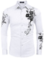 voordelige Overhemden voor heren-Voor heren Overhemd Bloemig Strijkijzer Feest Straat Geborduurd Button-omlaag Lange mouw Tops Modieus Ademend Comfortabel Wijn Wit Zwart