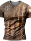 cheap Men&#039;s Henley Shirts-Men&#039;s Henley Shirt T shirt Tee Designer 1950s Summer Short Sleeve Graphic National Flag Print Plus Size Henley Casual Daily Button-Down Print Clothing Clothes Designer 1950s Casual Brown