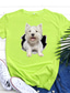 voordelige Dames T-shirts-Dames T-shirt Ontwerper Heet stempelen Hond Grafisch 3D Ontwerp Korte mouw Ronde hals Casual Afdrukken Kleding Kleding Ontwerper Basic Klaver Wit Zwart