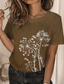 billige T-skjorter til kvinner-Dame T skjorte Designer 3D-utskrift Grafisk løvetann Design Kortermet Rund hals Avslappet Ferie Trykt mønster Klær Klær Designer Grunnleggende Grønn Lilla Lysegrønn