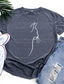 baratos T-Shirts de mulher-Mulheres Camiseta Designer Impressão A Quente Gato Detalhes Letra Manga Curta Decote Redondo Diário Imprimir Roupas Designer Básico Verde Branco Preto