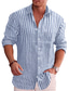 abordables Chemises imprimées pour hommes-chemise pour hommes rayé grande taille rabat décontracté quotidien à manches longues hauts confortables chemises d&#039;été élégant vintage bleu gris