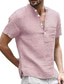 Χαμηλού Κόστους ανδρικά πουκάμισα casual-Ανδρικά Casual πουκάμισο Συμπαγές Χρώμα Χένλι Δρόμος Causal Κουμπί-Κάτω Κοντομάνικο Άριστος Κλασσικό Άνετο Λευκό Μαύρο Θαλασσί / Καλοκαίρι / Άνοιξη / Καλοκαίρι