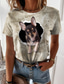 זול טישרטים לנשים-בגדי ריקוד נשים חולצה קצרה מעצב הדפסת תלת מימד כלב גראפי 3D עיצוב שרוולים קצרים צווארון עגול קזו&#039;אל דפוס בגדים בגדים מעצב בסיסי תלתן פול סגול