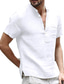 billiga fritidsskjortor för män-Herr Casual skjorta Ensfärgat Henley Gata Ledigt Button-Down Kortärmad Blast Klassisk Bekväm Vit Svart Blå / Sommar / Vår / Sommar