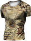 Χαμηλού Κόστους Ανδρικά 3D T-shirts-Ανδρικά Μπλουζάκι Υψηλής Ποιότητας Καλοκαίρι Κοντομάνικο Γραφική Χάρτης Στάμπα Στρογγυλή Ψηλή Λαιμόκοψη Δρόμος Καθημερινά Στάμπα Ρούχα Ρούχα Υψηλής Ποιότητας Καθημερινό Μεγάλο και ψηλό Χακί