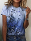 billige T-shirts til kvinde-Dame T-shirt Designer 3D-udskrivning Blomstret Grafisk Design Kortærmet Rund hals Afslappet Ferie Trykt mønster Tøj Tøj Designer Basale Grøn Blå Lyserød