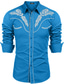 voordelige Overhemden voor heren-Voor heren Overhemd Bloemig Strijkijzer Straat Dagelijks Geborduurd Button-omlaag Lange mouw Tops Modieus Western stijl Ademend Comfortabel Wit blauw Grijs