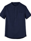 billiga fritidsskjortor för män-casual herrskjorta enfärgad henley street casual button-down kortärmade toppar casual mode andas bekväm vit svart grå