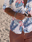 Недорогие Гавайские рубашки-Муж. Рубашка Гавайская рубашка Цветочный принт Отложной Черный / Белый Лиловый Цвет радуги на открытом воздухе Для улицы Длинный рукав Кнопка вниз С принтом Одежда