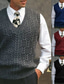 ieftine veste pulover1-Bărbați Vestă pulover Plover Tricotat Tricotat Culoare solidă În V Stilat Stil Vintage Oficial În aer liber Îmbrăcăminte Iarnă Toamnă Negru Roșu Vin S M L