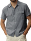 baratos camisas masculinas casuais-Homens Camisa Social Cor Sólida Aberto para a Lateral Rua Casual Botão para baixo Manga Curta Blusas Moda Respirável Confortável Verde Azul Branco