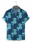 Недорогие Гавайские рубашки-Муж. Рубашка Гавайская рубашка С принтом Графика Гавайский Алоха Дизайн Отложной Повседневные выходные 3D печать С короткими рукавами Верхушки Оригинальный рисунок На каждый день Мода Классика Синий