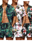 billige Skjortesett for menn-Herre Hawaii skjorte T skjorte Sett Grafisk Aloha Aftæpning Sølv Rød / Hvit Grønn / Svart Sea Blue Olivengrønn 3D-utskrift Avslappet Daglig Kortermet 3D Klær Designer Strandstil