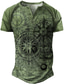 tanie T-shirty 3D męskie-Męskie Koszula Henley Podkoszulek Raglanowa koszulka Graficzny Kompas Henley Zielony Khaki Szary Druk 3D Ulica Codzienny Krótki rękaw Przycisk w dół Nadruk Odzież Podstawowy Moda Klasyczny Wygodny