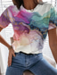 billige T-shirts til kvinde-Dame T-shirt Designer 3D-udskrivning Grafisk Design Kortærmet Rund hals Afslappet Trykt mønster Tøj Tøj Designer Basale Grøn