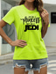 Χαμηλού Κόστους Γυναικεία T-Shirts-Γυναικεία Causal Εξόδου Μπλουζάκι Γραφική Γράμμα Κοντομάνικο Στάμπα Στρογγυλή Λαιμόκοψη Βασικό Άριστος 100% Βαμβάκι Πράσινο του τριφυλλιού Λευκό Μαύρο Τ