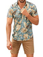 cheap Men&#039;s Printed Shirts-Men&#039;s Shirt Summer Hawaiian Shirt Aloha Leaves Turndown Black White Khaki Print Outdoor Street Short Sleeve Button-Down Clothing Apparel Fashion Designer Casual Breathable