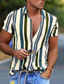 cheap Men&#039;s Printed Shirts-Men&#039;s Shirt Striped Collar Street Daily Button-Down Print Short Sleeve Tops Casual Fashion Breathable Comfortable White / Summer