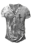 halpa miesten henley-paidat-Miesten Henley-paita T-paita Suunnittelija 1950-luku Kesä Lyhythihainen Kuvitettu Risti Painettu Pluskoko Henley Päivittäin Urheilu Painike alas Painettu Vaatteet Vaatteet Suunnittelija Perus