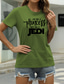 billige T-shirts til kvinde-Dame Afslappet I-byen-tøj T-shirt Grafisk Bogstaver Kortærmet Trykt mønster Rund hals Basale Toppe 100 % bomuld Grøn Hvid Sort S