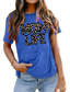 billige T-skjorter til kvinner-dame t-skjorte basic print gepard print basic rund hals t-skjorte arm stard sommer ert grønn blå hvit svart mørk rød