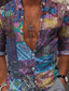 Недорогие Гавайские рубашки-Муж. Рубашка Гавайская рубашка Графика Гавайский Алоха Графические принты Дизайн Отложной Черный / Белый Желтый Лиловый Зеленый Цвет радуги С принтом на открытом воздухе Для улицы Длинный рукав
