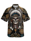 abordables Camisas hawaianas-Hombre camisa hawaiana Camisa Impresión 3D Cráneos Cuello Vuelto Casual Diario Abotonar Manga Corta Tops Design Casual Moda Cómodo Negro