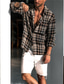 cheap Men&#039;s Casual Shirts-Men&#039;s Shirt Plaid Turndown Street Casual Button-Down Long Sleeve Tops Casual Fashion Breathable Comfortable Black / Gray / Summer