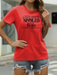 baratos T-Shirts de mulher-Mulheres Casual Para Noite Camiseta Gráfico Vaca Letra Manga Curta Imprimir Decote Redondo Básico Blusas 100% Algodão Verde Branco Preto S