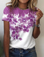 Χαμηλού Κόστους Γυναικεία T-Shirts-Γυναικεία Μπλουζάκι Υψηλής Ποιότητας 3D εκτύπωση Φλοράλ Γραφική Σχέδιο Κοντομάνικο Στρογγυλή Λαιμόκοψη Causal Στάμπα Ρούχα Ρούχα Υψηλής Ποιότητας Βασικό Πράσινο του τριφυλλιού Θαλασσί Βυσσινί
