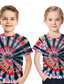 baratos Visão 3D e Geometria do Menino-Infantil Para Meninos Para Meninas Camisa Manga Curta Impressão 3D Tintura Tie Dye Preto Azul Rosa Crianças Blusas Primavera Verão Básico Estilo bonito Diário Ao ar livre Normal 3-12 anos