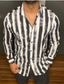 cheap Men&#039;s Casual Shirts-Men&#039;s Shirt Striped Turndown Street Casual Button-Down Long Sleeve Tops Fashion Classic Comfortable Big and Tall Black / White / Summer / Spring / Summer
