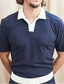 billiga klassisk polo-Herr POLO Shirt Polo Golftröja Ensfärgat Nedvikt Ledigt Dagligen Kortärmad Blast Ledigt Mode Bekväm Sport Vit Blå