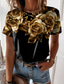 ieftine Tricouri Damă-Pentru femei Tricou Designer Tipărire 3D Floral Grafic Design Manșon scurt Rotund Casual Concediu Imprimeu Îmbrăcăminte Îmbrăcăminte Designer De Bază Trifoi Negru Albastru piscină