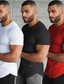billige Casual T-shirts til mænd-Herre T-shirt Sommer Kortærmet Helfarve Rund hals Gade Afslappet Tøj Tøj Basale Afslappet Mode Vin Grøn Hvid