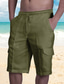 זול מכנסיים קצרים יומיומיים-בגדי ריקוד גברים יום יומי הוואי שורטים מכנסי חוף כיס מרובה עיצוב שרוך אלסטי באורך הברך מכנסיים לבוש ליום חוף קשיח צבע אחיד מותן בינוני לבן שחור פול ירוק צבא חאקי M L XL XXL 3XL