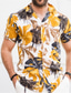 billige Hawaiiskjorter-Herre Skjorte Hawaii skjorte Sommer skjorte Aloha Aftæpning Sort / Hvid Gul Navyblå Trykt mønster udendørs Gade Kortærmet Knap ned Tøj Mode Designer Afslappet Åndbart