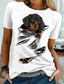 tanie T-shirty damskie-Damskie Podkoszulek Designerskie Druk 3D Psy Graficzny 3D Wzór Krótki rękaw Okrągły dekolt Codzienny Nadruk Odzież Odzież Designerskie Podstawowy Biały Niebieski Rumiany róż