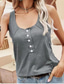 abordables Camisetas y camisolas de mujer-Tank Top nuevo botón chaleco sin mangas camisa casual de color sólido