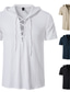 cheap Men&#039;s Casual Shirts-Men&#039;s Shirt Solid Colored Hooded Street Casual Lace up Button-Down Short Sleeve Tops Casual Fashion Breathable Comfortable White L