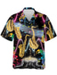 billige Hawaiiskjorts-Herre Skjorte Trykt mønster Grafisk Noter Aftæpning Avslappet Daglig Knapp ned Kortermet Topper Designer Fritid Mote Bekvem Regnbue