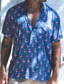 ieftine Cămăși pentru bărbați cu imprimeu-Bărbați Cămașă Cămașă hawaiană Animal Aloha Răsfrânt Negru / Alb Albastru piscină Gri Imprimeu În aer liber Stradă Manșon scurt Buton în jos Îmbrăcăminte Modă Designer Casual Respirabil
